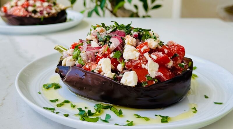 Peynirli Domatesli Közlenmiş Patlıcan Salatası Tarifi